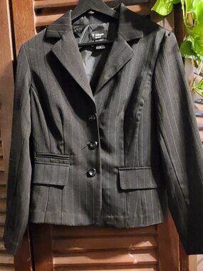Black Pinstripe Ladies Suit Jacket